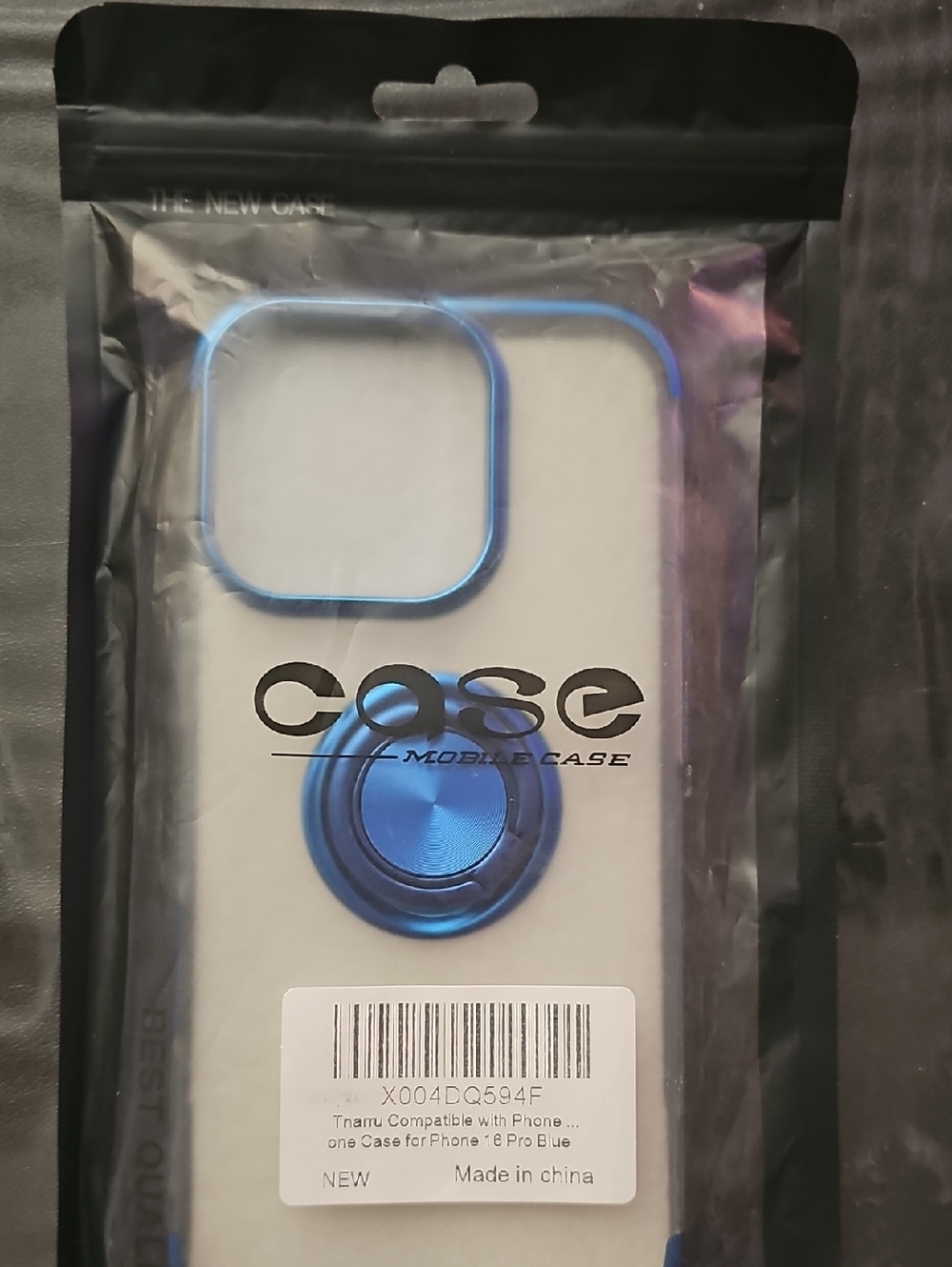 Tnarru Iphone 16 Pro Mobile Case with Ring Kickstand - Blue